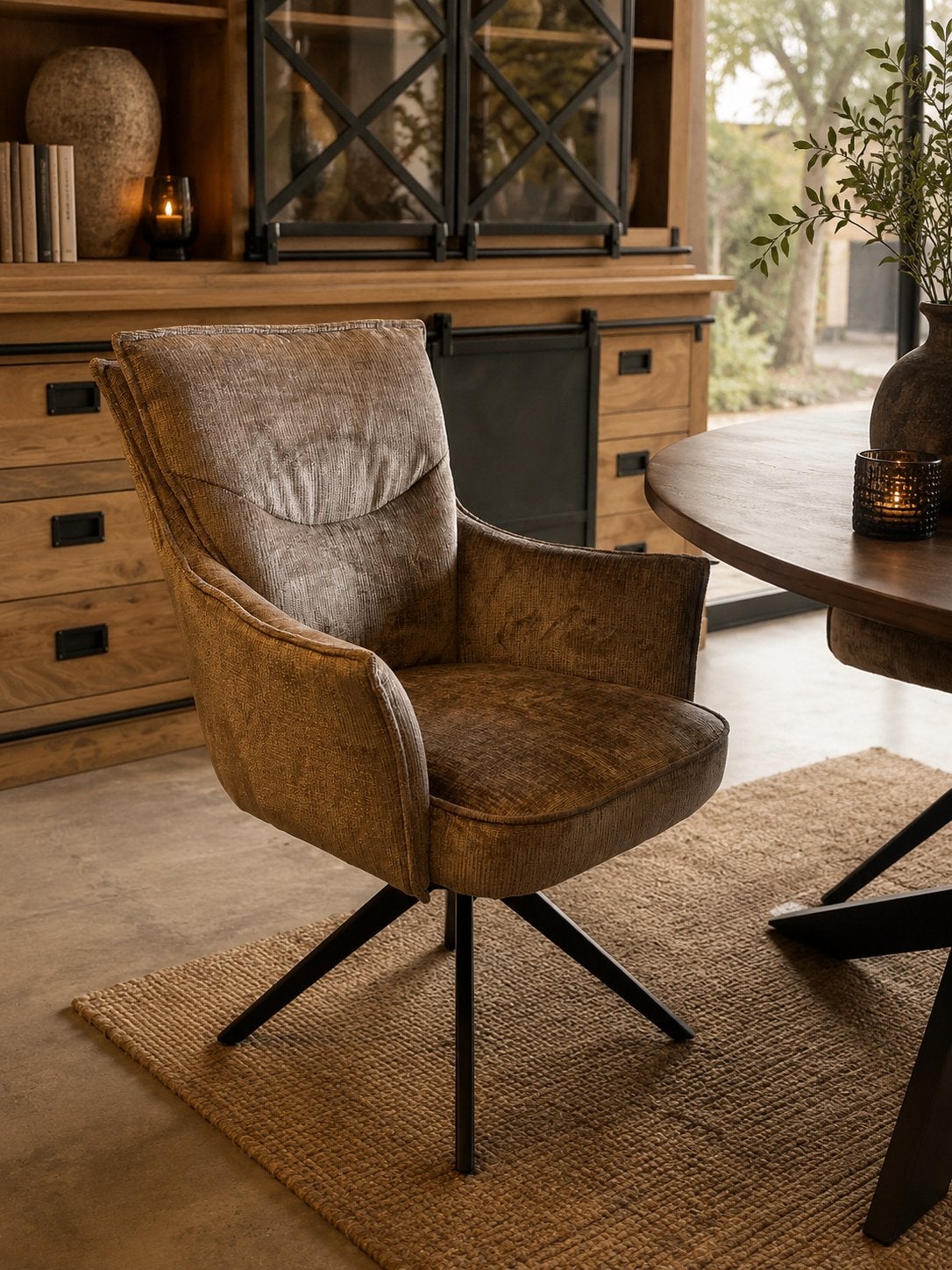 LEEGVERKOOP CHEFMEUBEL TAUPE STOEL ARMLEUNING NIEUW VOORRAAD, Overige kleuren, Hout, Nieuw, Ophalen of Verzenden