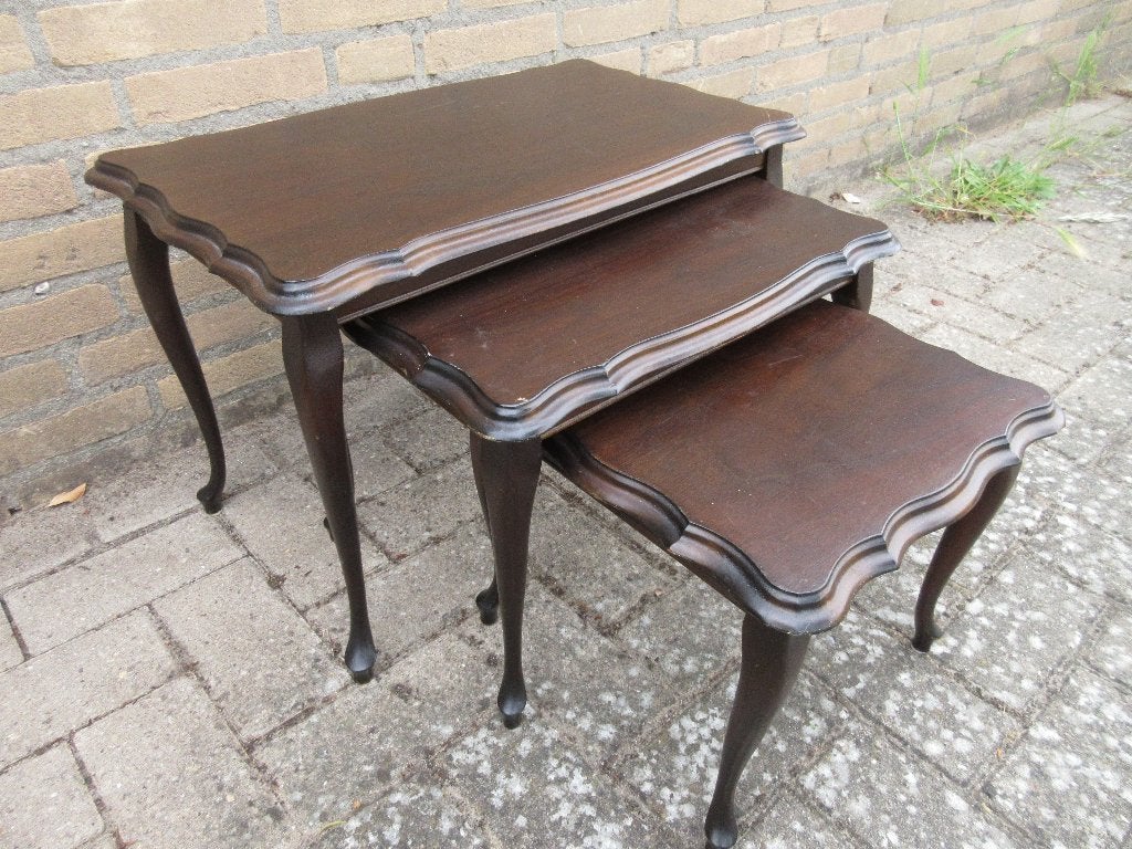 Set van 3 tafels bijzettafels queen ann stijl, Antiek en Kunst, Ophalen of Verzenden