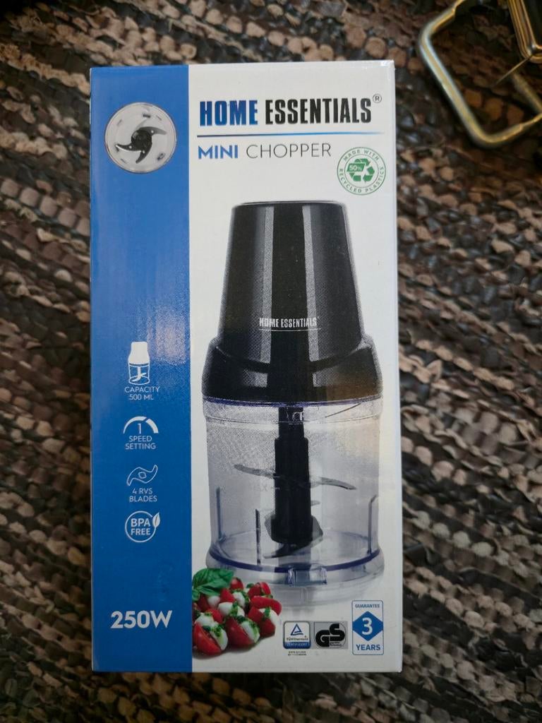 Home Essentials Mini Hakmolen 250W - Nieuw in doos, Minder dan 1 liter, Ophalen of Verzenden, Nieuw, 1 snelheid