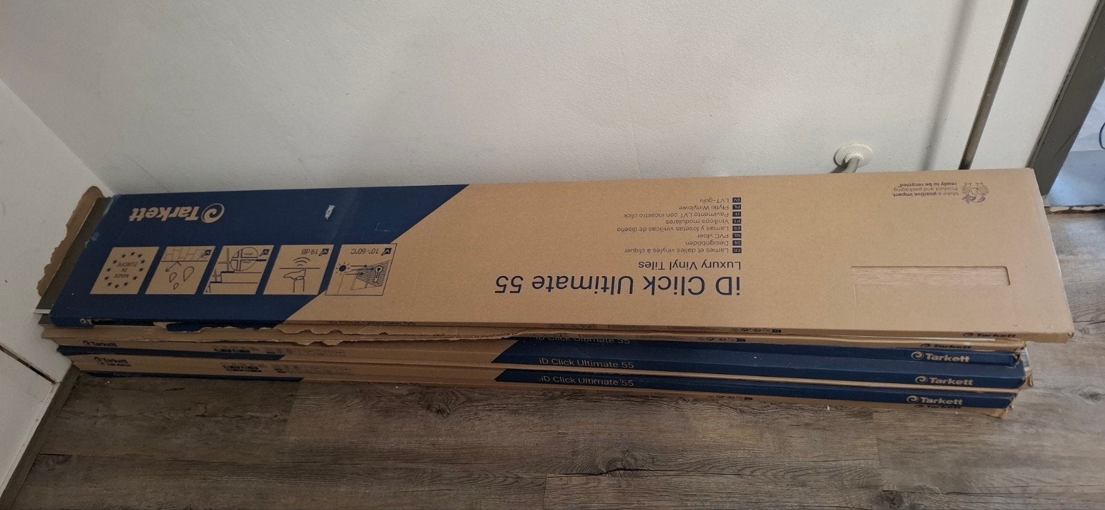Tarkett iD Click Ultimate 55 PVC vloer + Steico Silent, Ophalen, Kunststof, 50 tot 150 cm, Nieuw