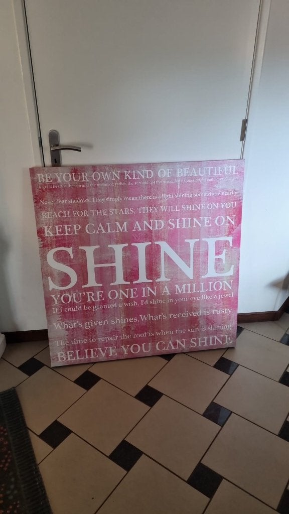 Poster text bord tekst 1x1 meter canvas doek, Ophalen, Deurposter of groter, Vierkant, Zo goed als nieuw