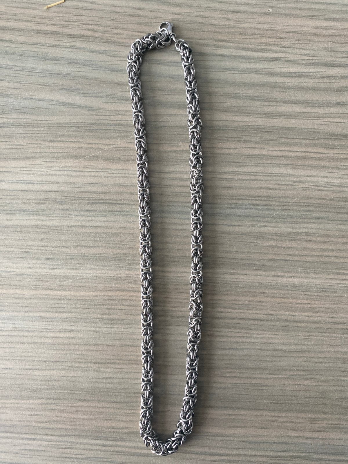 Zilverkleurige Koningsketting - Byzantijnse Schakel, Sieraden, Tassen en Uiterlijk, Ophalen, Zo goed als nieuw, Zilver, Overige materialen