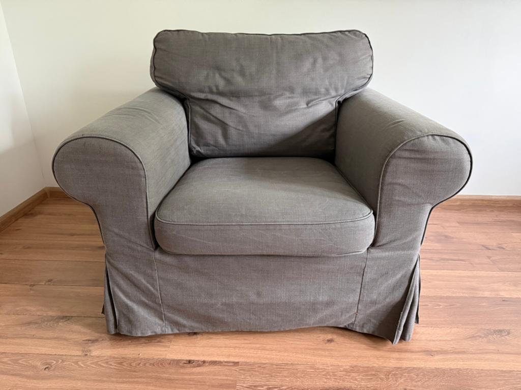 Ikea Ektorp grijze fauteuil, Ophalen, Gebruikt, 75 tot 100 cm, 75 tot 100 cm
