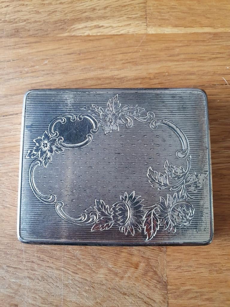Vintage antieke poederdoos, Antiek en Kunst, Antiek | Goud en Zilver, Ophalen of Verzenden, Zilver