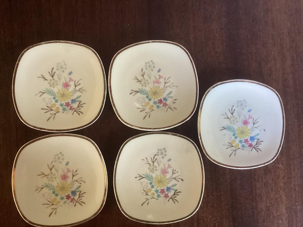5x Vintage Mitterteich Bavaria schaaltjes Weidebloemen decor, Ophalen