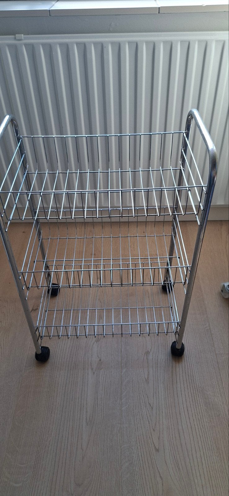 Trolley van draadstaal, Ophalen, Zo goed als nieuw, Zilver, Metaal