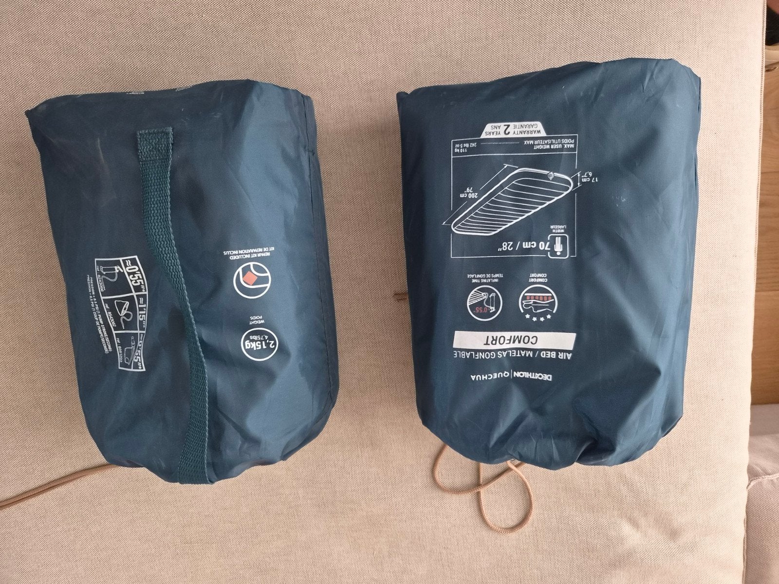 2x Decathlon 1-persoons luchtbedden - Comfortabel kamperen, Caravans en Kamperen, Ophalen of Verzenden, Gebruikt, 1-persoons