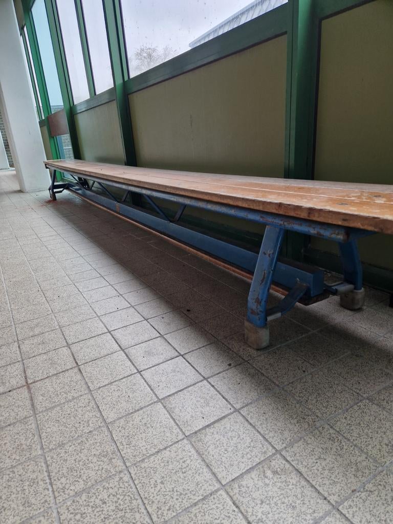 Vintage school gym bank - robuust en decoratief 3,60m, Ophalen