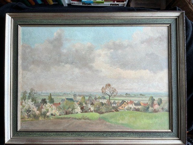Schilderij - H. Romyn, Ophalen, Nederlandse school, Doek, Landschap