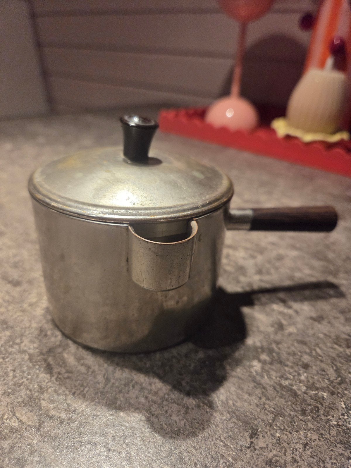 Vintage aluminium sauspan met houten handvat, Ophalen of Verzenden