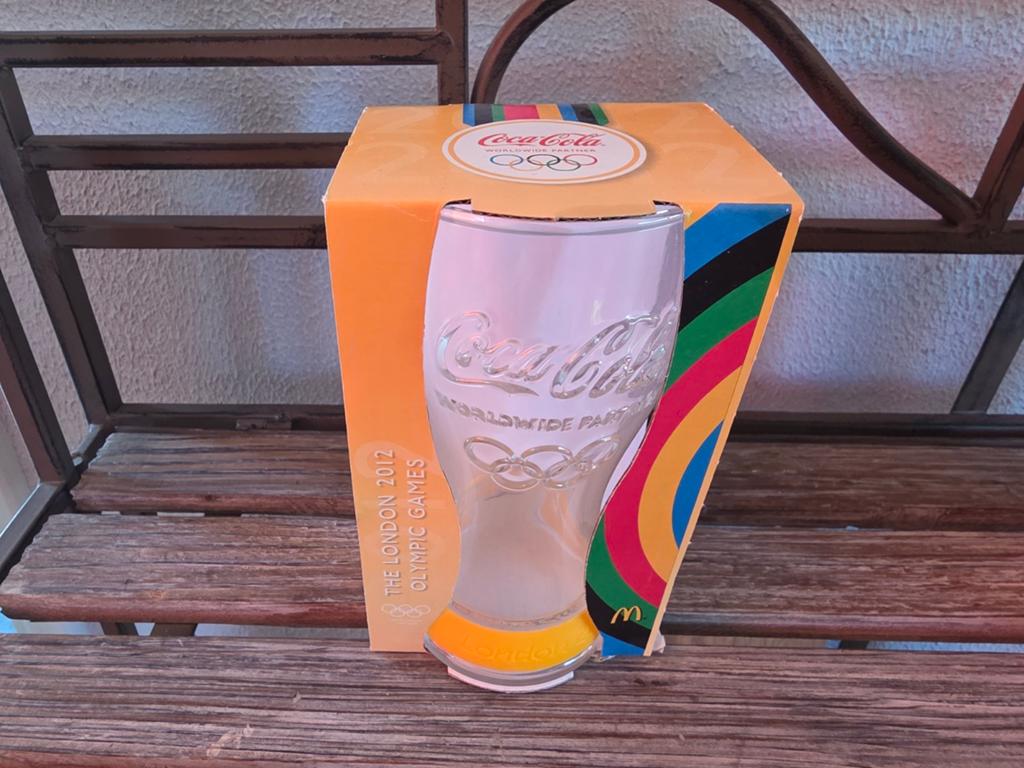 Coca Cola glas Mc Donalds 2012 Olympische spelen Geel Nieuw, Ophalen, Nieuw, Frisdrankglas
