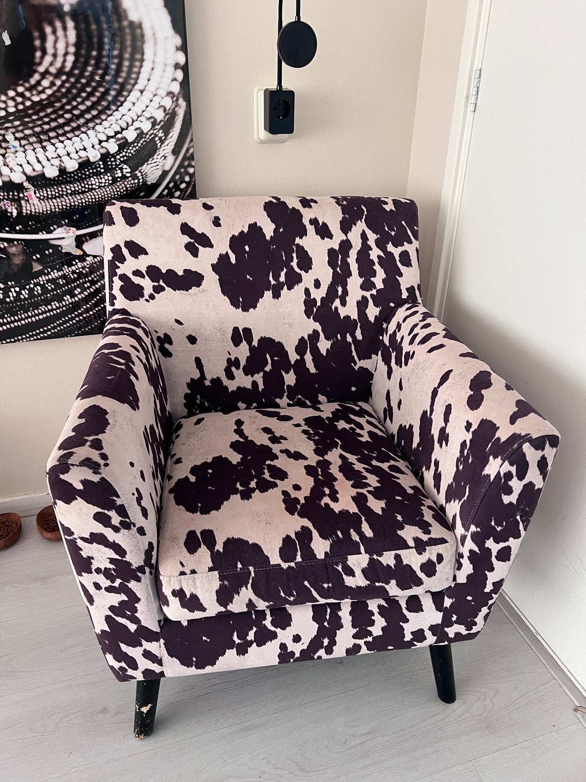 Fauteuil met koeienprint - Gebruikt, Ophalen, Gebruikt, Stof, 75 tot 100 cm
