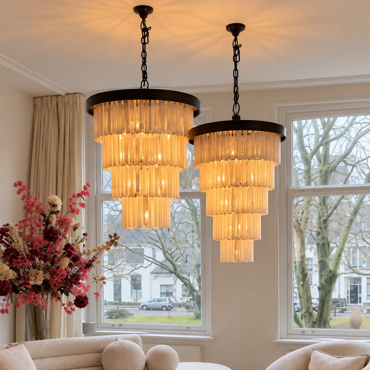 2 Eichholtz Arizona kroonluchter – ivoorkleurige details, Ophalen, Zo goed als nieuw