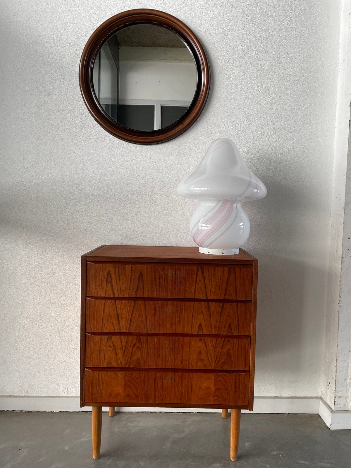 Vintage muranolamp jaren 80 mushroom wit roze grijs, Ophalen, ., 2de hands, .