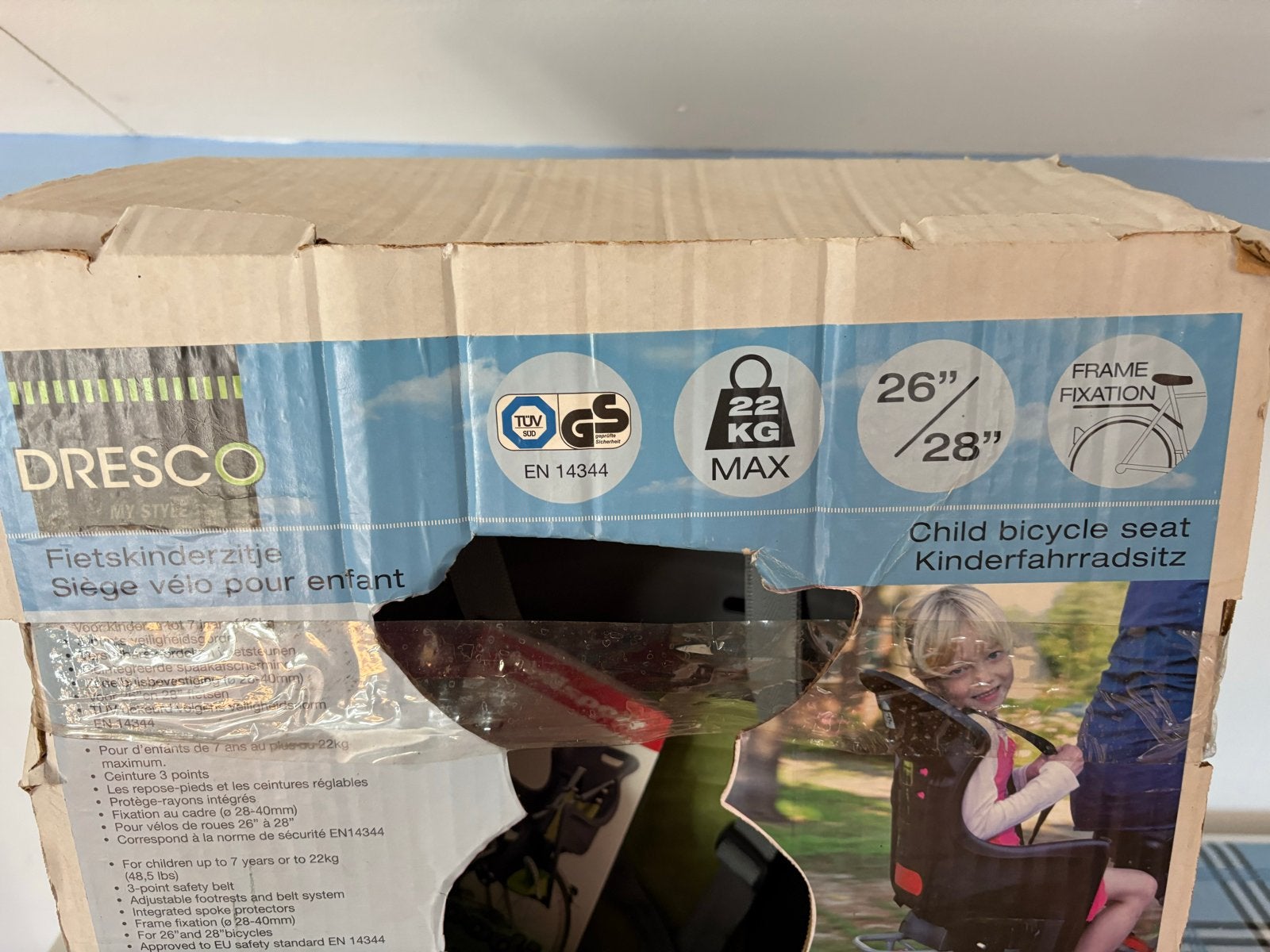 Dresco Fietskinderzitje Achterzitje - Max 22kg, Ophalen of Verzenden, Nieuw, Achterzitje, Voetsteuntjes