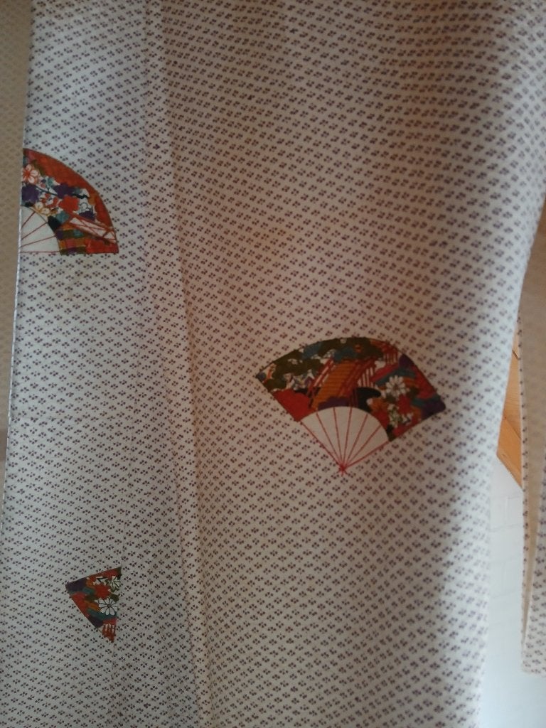 Traditionele Japanse Kimono white ougi, Ophalen of Verzenden