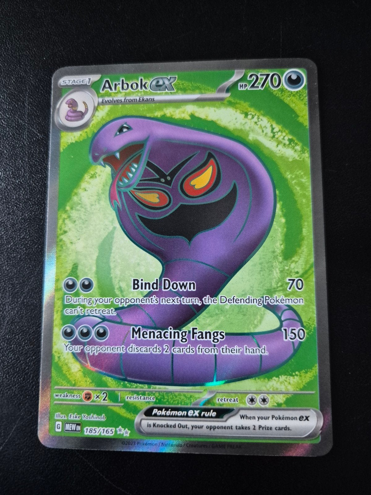 Arbok ex 185/165 Pokémon kaart, Ophalen of Verzenden, Zo goed als nieuw, Losse kaart, Foil