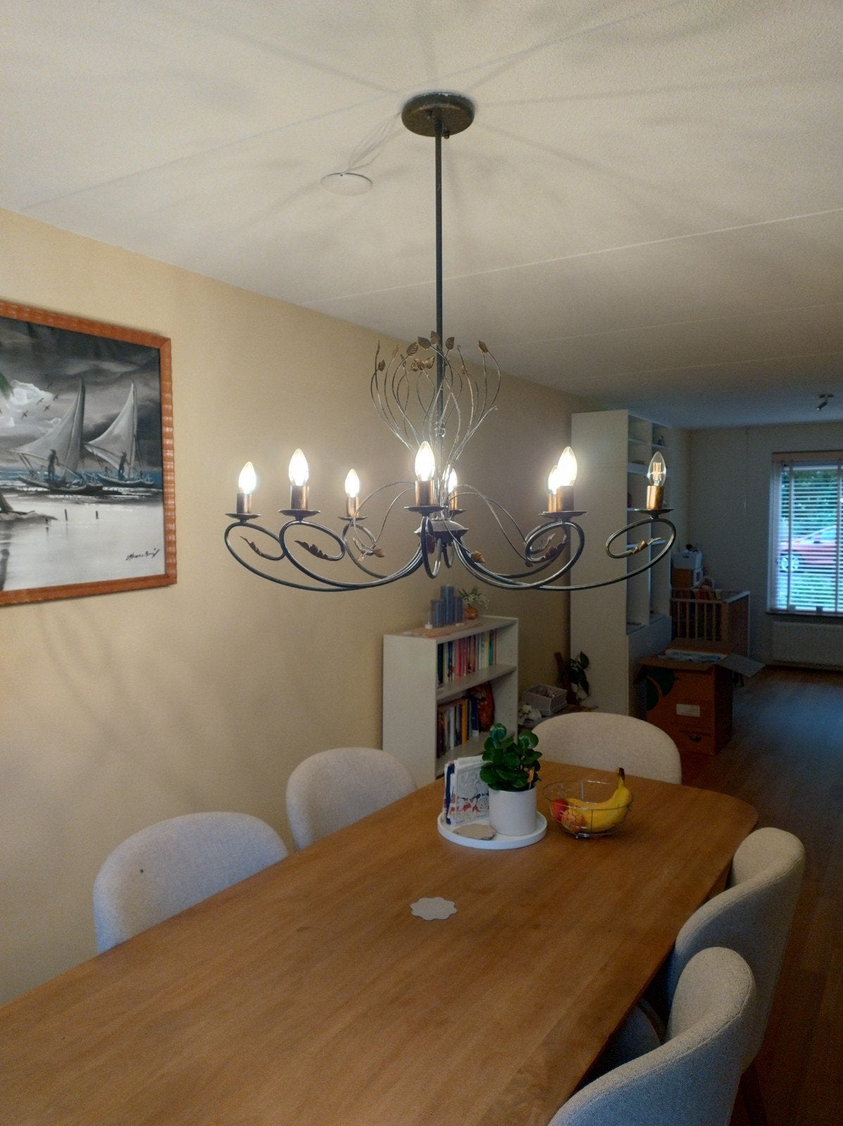 Kroonluchter hanglamp aangeboden, Huis en Inrichting, Lampen | Hanglampen, Ophalen, Gebruikt, Metaal, E14 (klein)