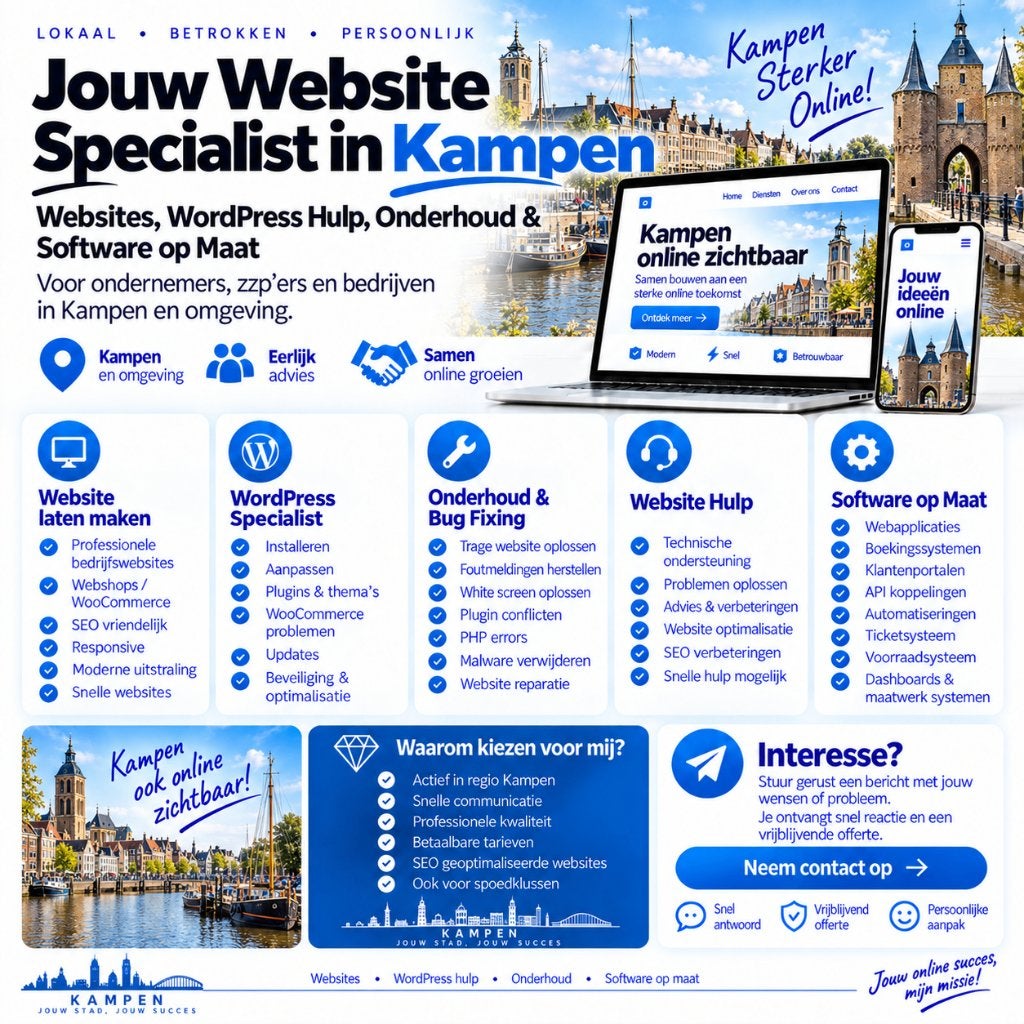 Website Laten Maken & WordPress Hulp Kampen, Vacatures, Vanaf 3 jaar, Geschikt als bijbaan, Freelance of Uitzendbasis, 33 - 40 uur