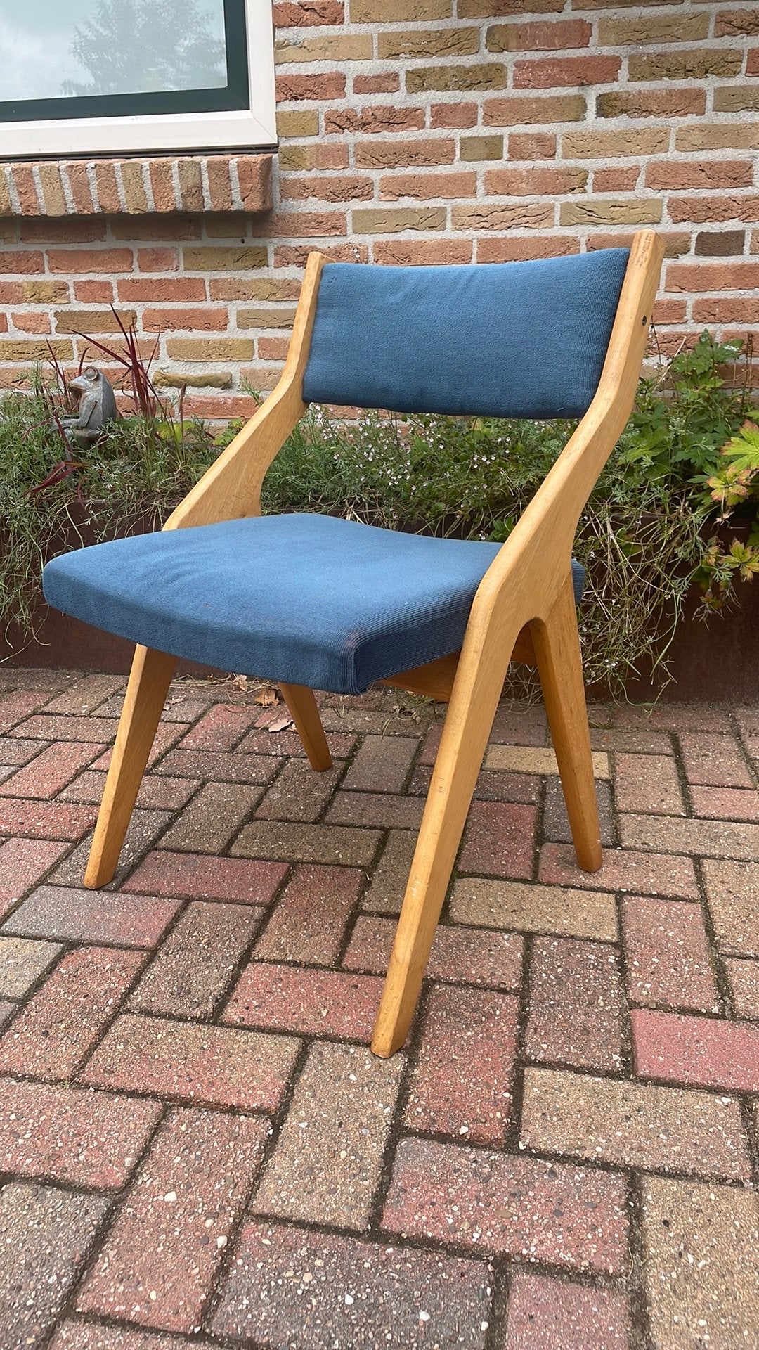Vintage stoel,mid century,ludvik volak,charlotte perriand, Ophalen, Hout, Gebruikt, Blauw