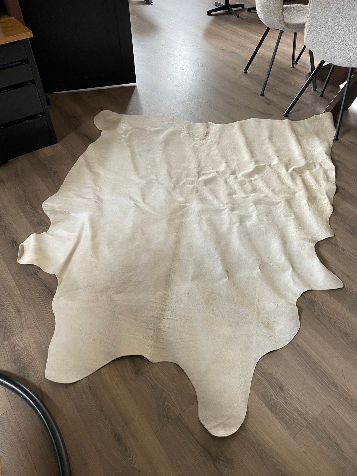 Koeienhuid, schoenenrek en etagere - alles in één koop!, Ophalen, Gebruikt, Wit, Natuurlijk materiaal