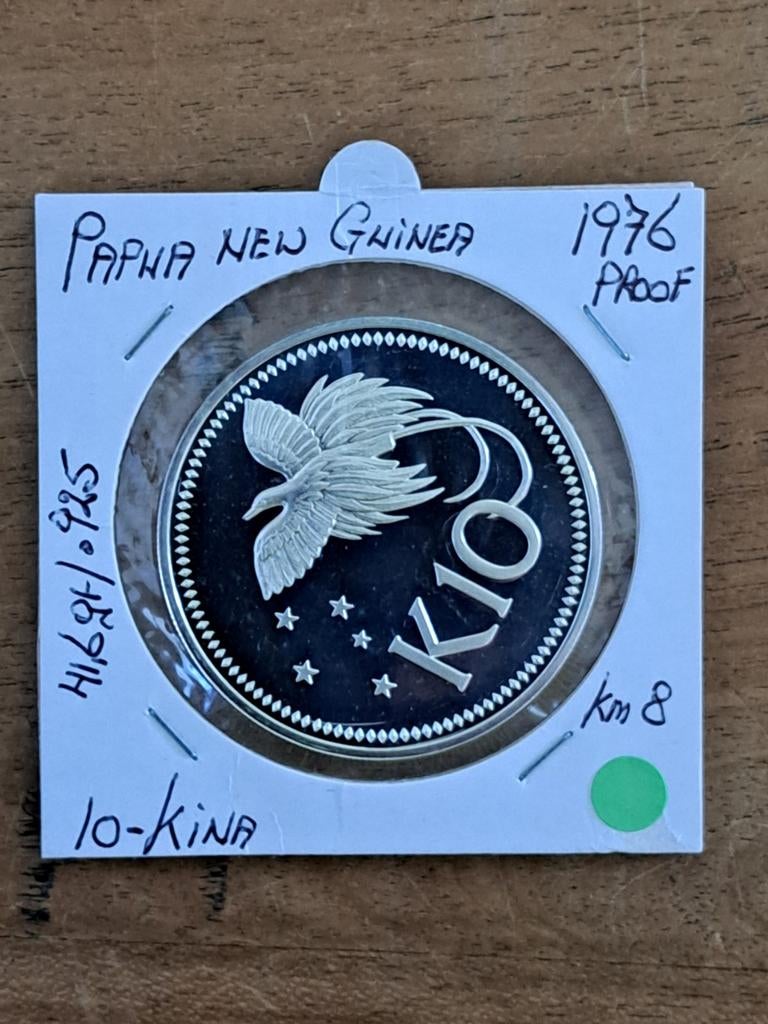 Papua new Guinea 10 Kina 1976 Proof, Ophalen of Verzenden, Losse munt, Zilver