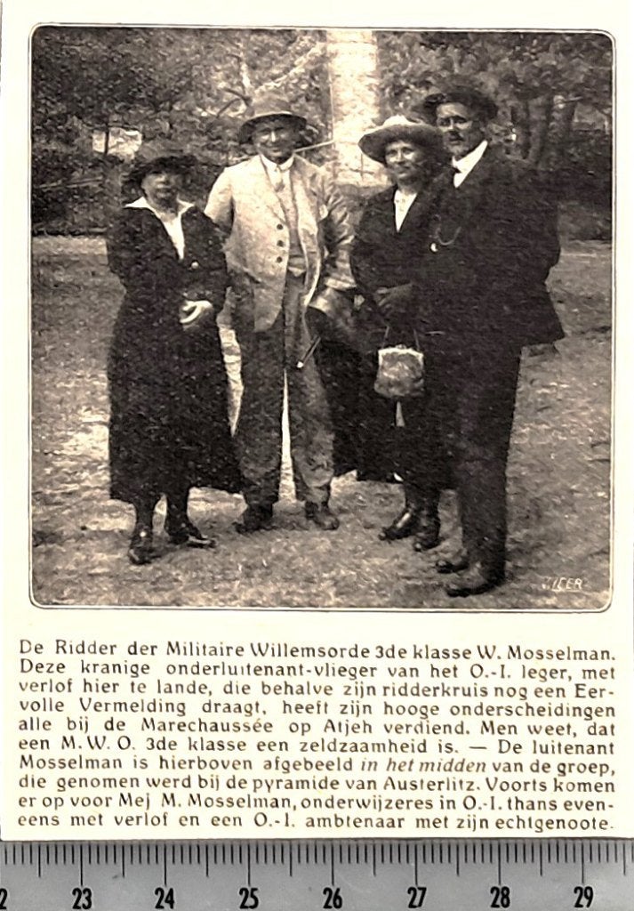 Leger Indië 1920;vlieger Mosselman ridder Mil.Willemsorde 3, Verzenden, Voor 1940, Gebruikt, Overige onderwerpen