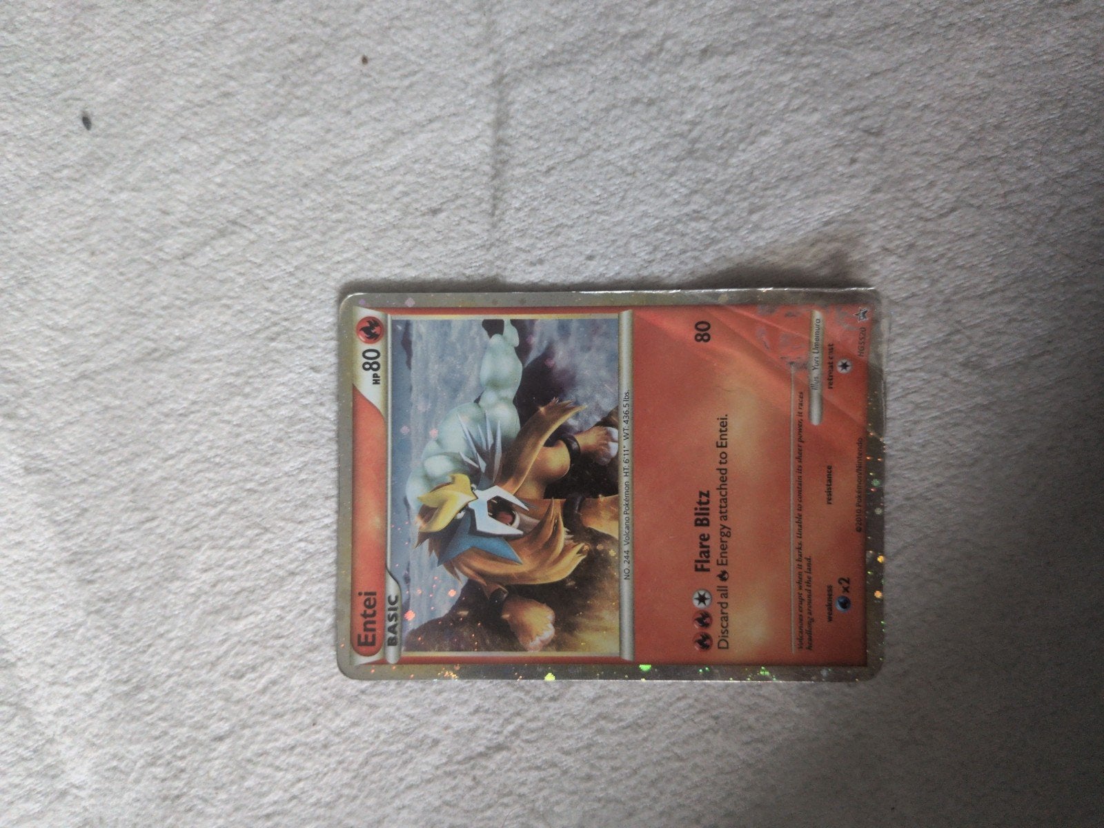 Pokémon Entei Holo Rare Kaart - Zo goed als nieuw, Ophalen of Verzenden, Zo goed als nieuw, Losse kaart, Foil