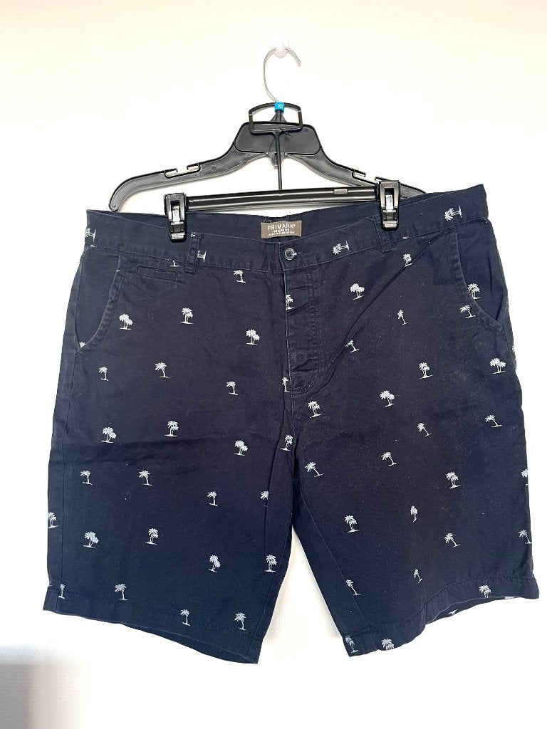 Primark Navy blue shorts palm tree print, Blauw, Overige jeansmaten, Ophalen of Verzenden, Zo goed als nieuw