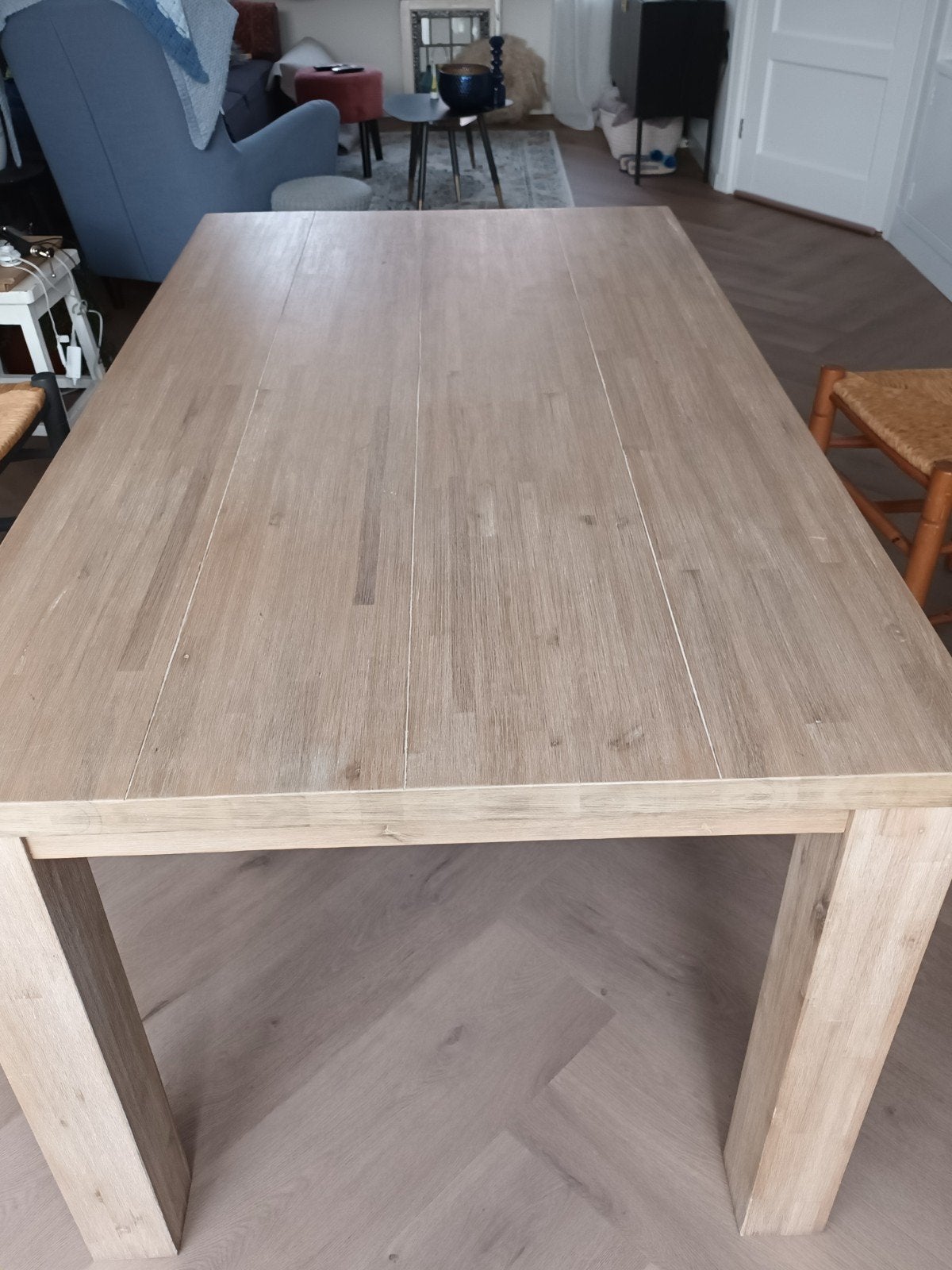 Zeer nette Houten eettafel.160/90, Ophalen, Eikenhout, 50 tot 100 cm, Zo goed als nieuw