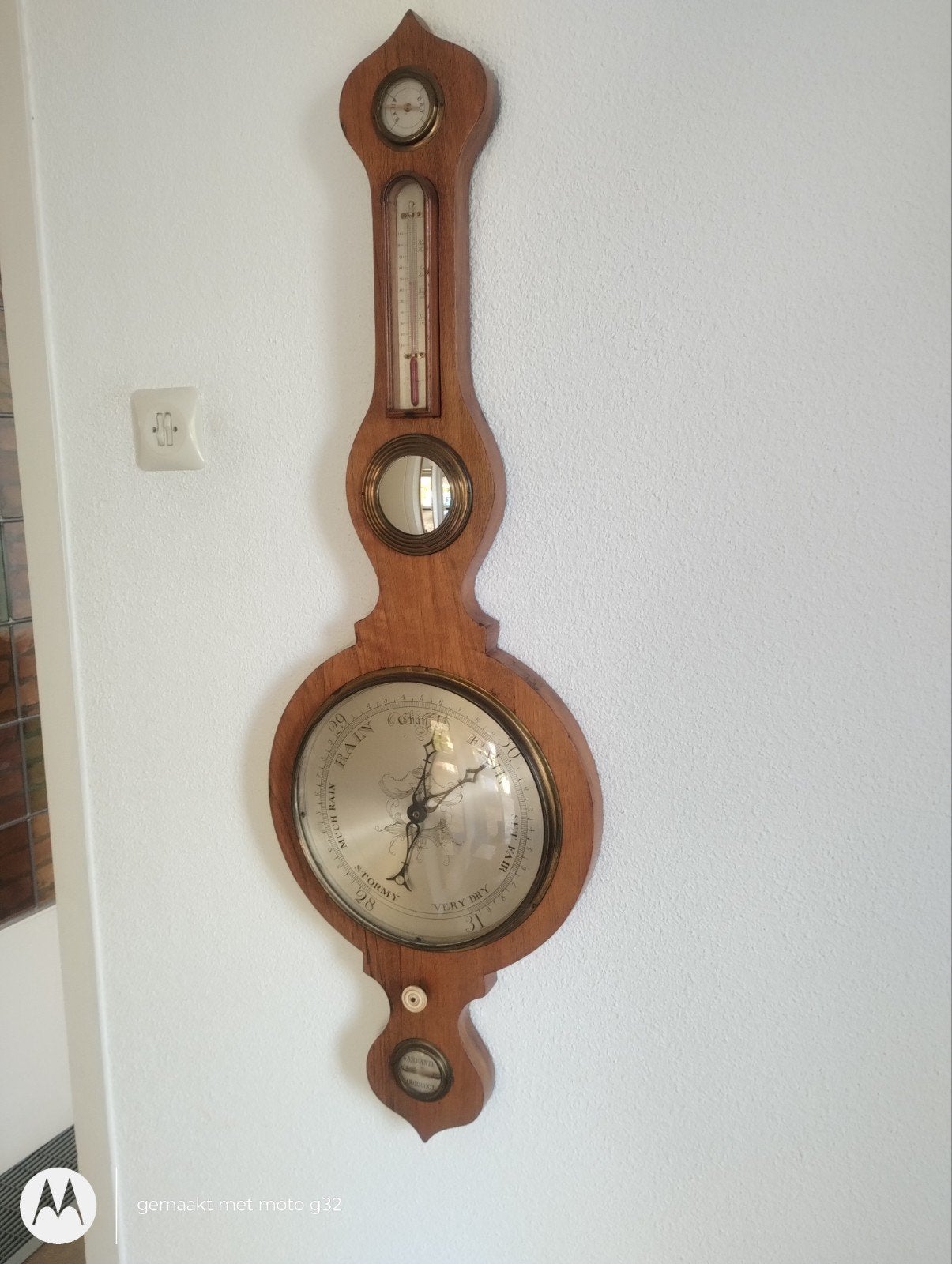 Antieke Kwik-Barometer/Thermometer/Hygrometer - Hout, Ophalen