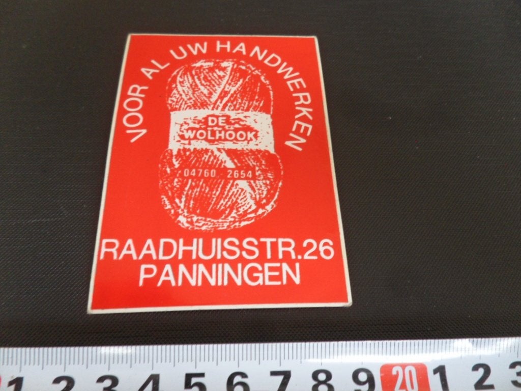 sticker panningen de wolhook handwerken raadhuisstraat 26, Ophalen, Zo goed als nieuw