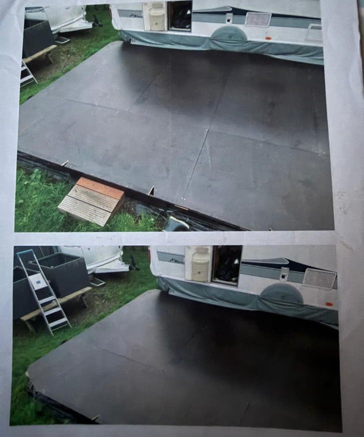 Betonplex vlonder vloer voortent, Ophalen, Zo goed als nieuw