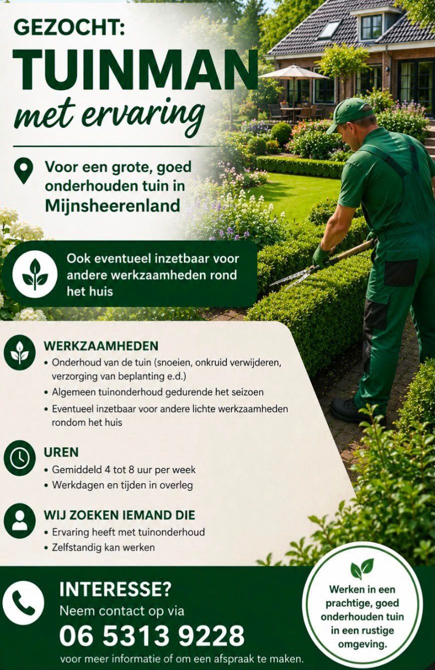 Gezocht ervaren tuinman Hoekse Waard, Tuinonderhoud of Snoeiwerk