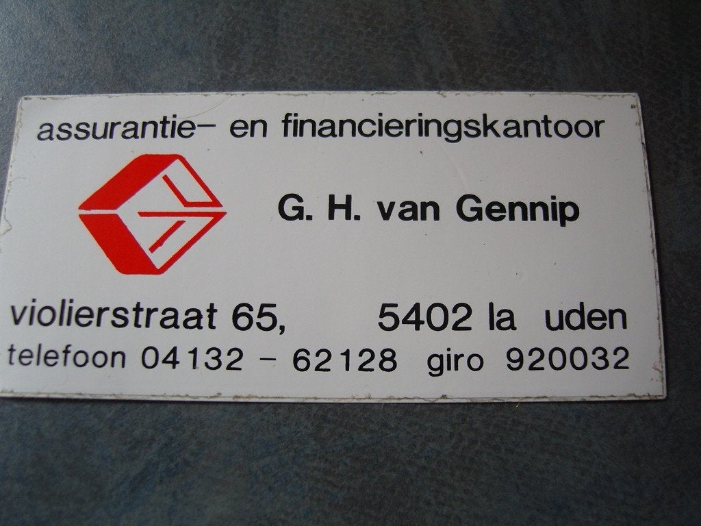 sticker uden gh van gennip assurantie- en financieringskanto, Ophalen, Zo goed als nieuw