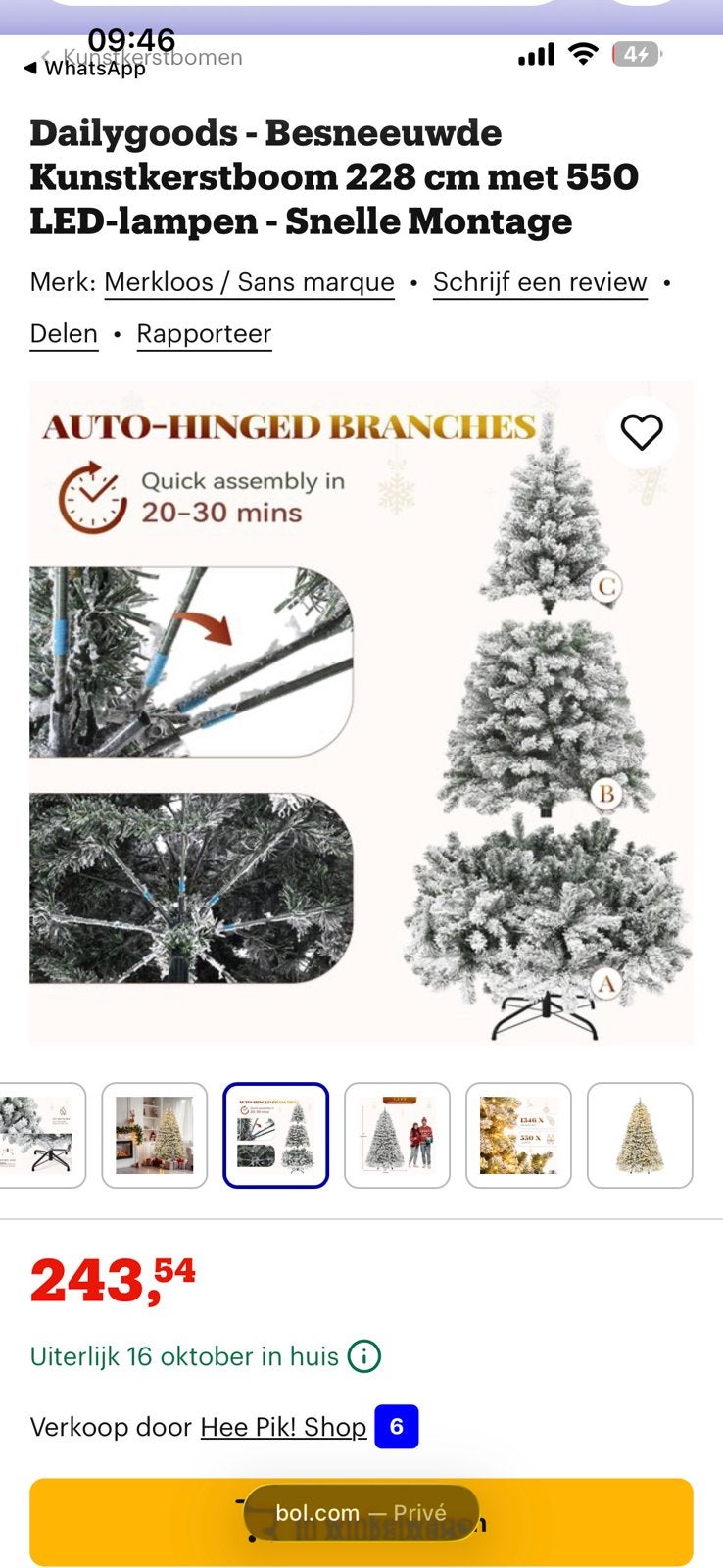Nieuw Dailygoods - Besneeuwde 228 cm met 550 LED-lampen, Diversen, Ophalen of Verzenden, Zo goed als nieuw