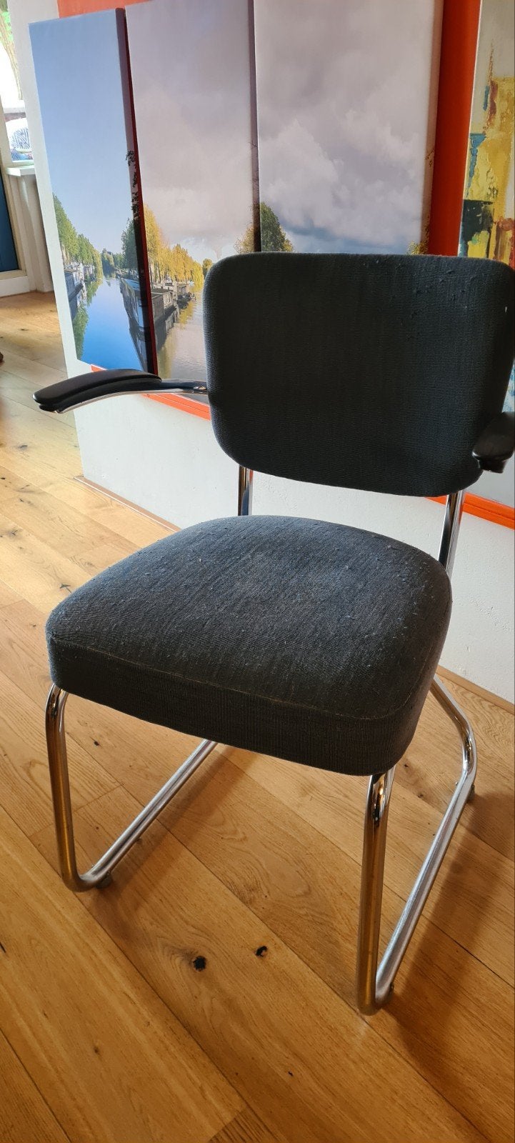 Bureaustoel jaren 60, Huis en Inrichting, Stoelen, Ophalen, Gebruikt, Blauw, Stof