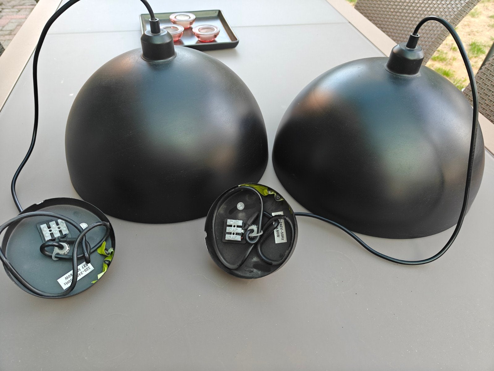 Set van 2 zwarte hanglampen, Ophalen, Gebruikt, Modern, Industrieel, E27 (groot)