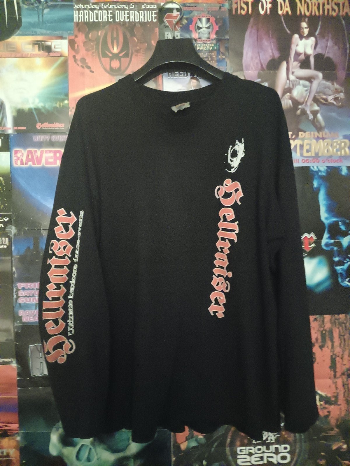 Hellraiser longsleeve (thunderdome / hardcore), Zwart, Maat 56/58 (XL), Ophalen of Verzenden, Hanes