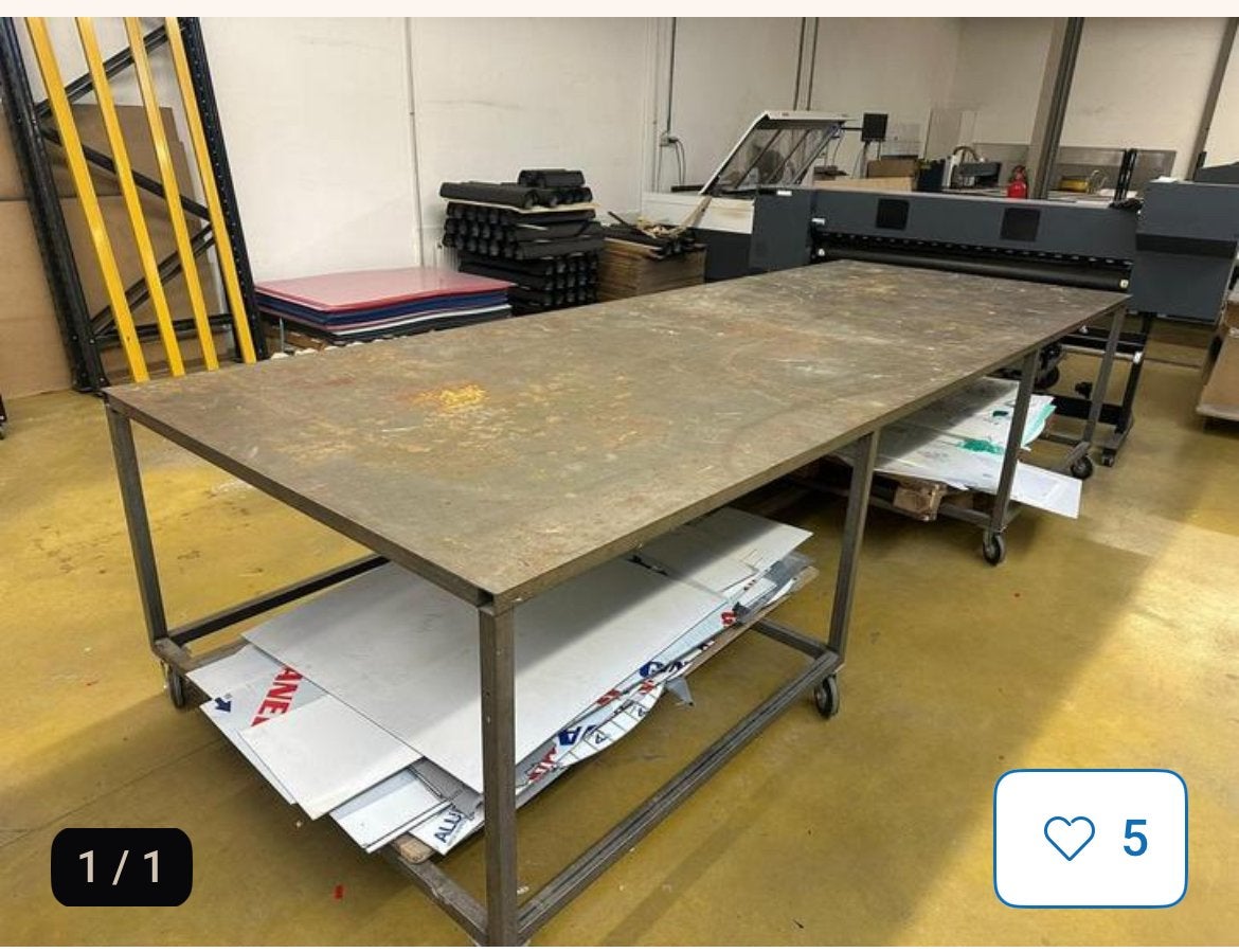 Grote Stalen Werktafel 4000x1500mm met Zwenkwielen, Ophalen, Gebruikt, 170 cm of meer