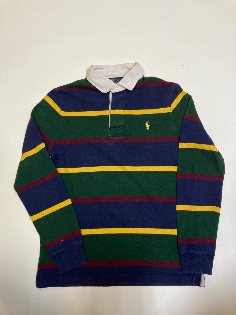 Ralph Lauren Iconic Rugby Shirt - M - Green Yellow Red Navy, Ralph Lauren, Ophalen of Verzenden, Zo goed als nieuw, Meerkleurig