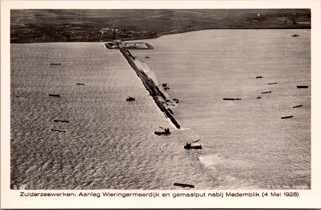 Zuiderzeewerken Aanleg Wieringermeerdijk Medemblik 1928, Verzenden, 1920 tot 1940, Ongelopen, Noord-Holland