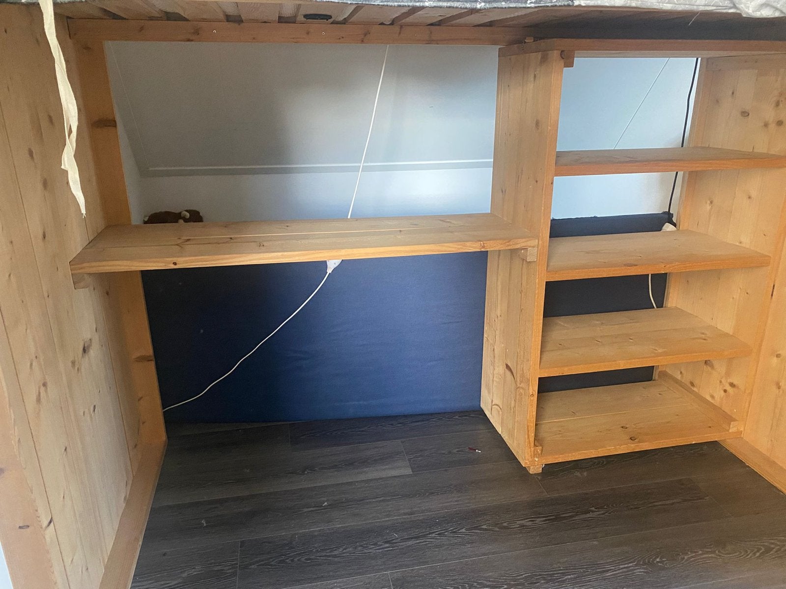 Hoogslaper met bureau en opbergruimte - Hout, Gebruikt, Eenpersoons, 160 tot 180 cm, Ophalen of Verzenden