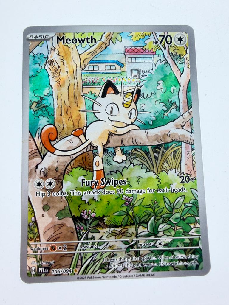 Meowth Pokémon Kaart 106/094 - Zeldzaam en Nieuwstaat, Ophalen of Verzenden, Zo goed als nieuw, Losse kaart