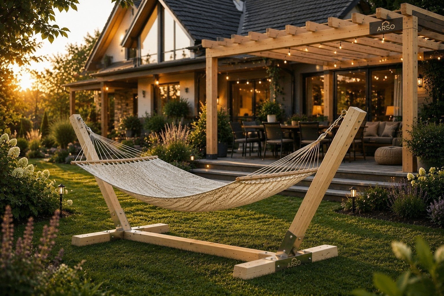 Luxe Handgemaakte Hangmat Standaard op Maat – Staal & Hout, Ophalen, Nieuw