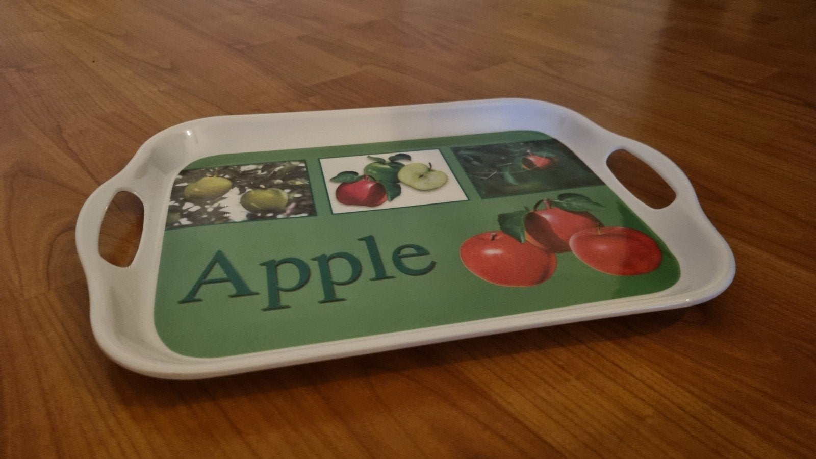 Dienblad met appelprint - Goede staat, Kunststof, Gebruikt, Met afbeelding/tekst, Ophalen of Verzenden