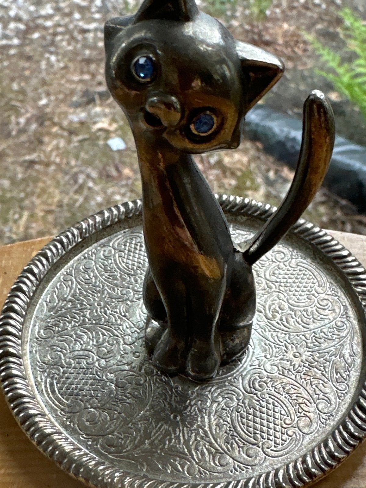 Vintage Katten Ringhouder met Blauwe Ogen, Ophalen