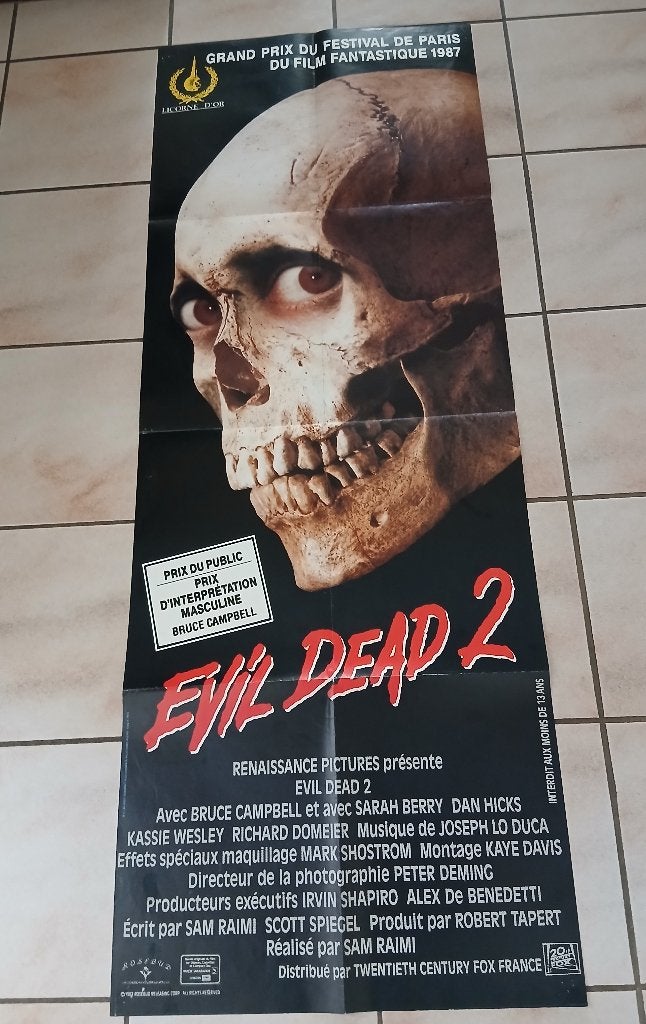 Evil dead 2  filmposter 60x160 cm, Ophalen, Gebruikt, Deurposter of groter, Film en Tv