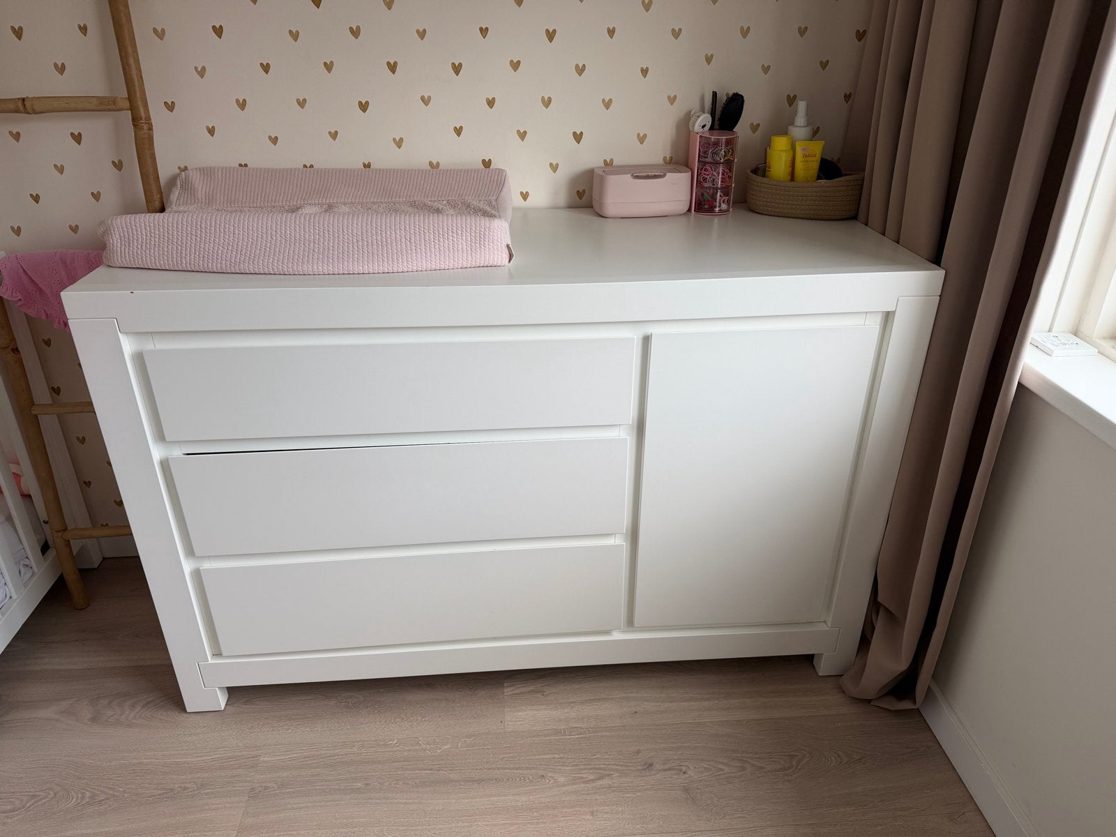 Complete babykamer Interbaby Malibu -Ledikant, Commode, Kast, Ophalen, Gebruikt, 70 tot 85 cm, 140 tot 160 cm