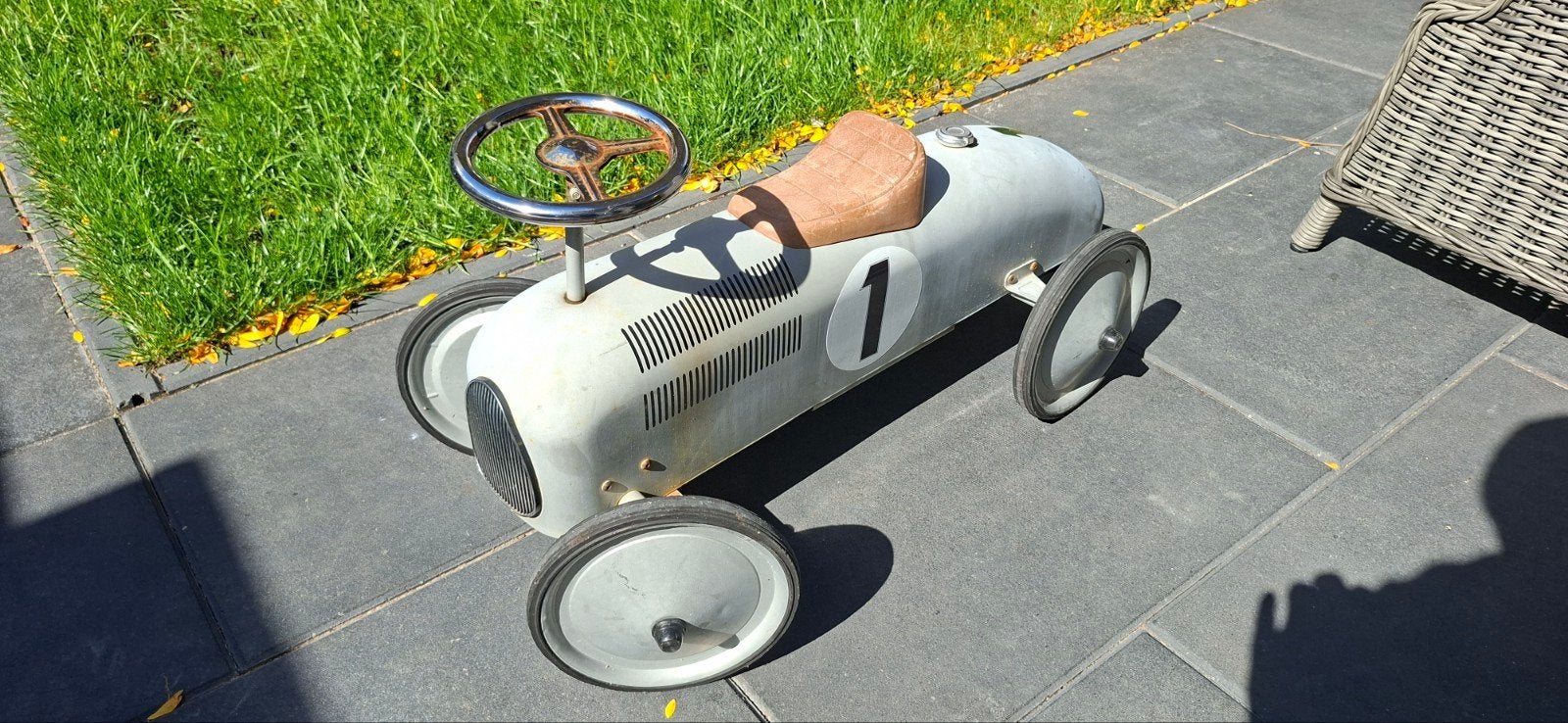 Vintage metal trapauto - Retro raceauto voor kinderen, Ophalen, Gebruikt